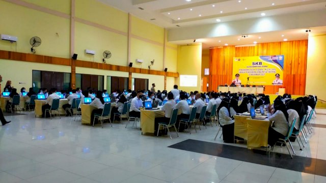 Seleksi Kompetensi Bidang (SKB) Calon Pegawai Negeri Sipil (CPNS) Pemerintah Kabupaten Soppeng, di Gedung Pertemuan Masyarakat Lalabata, Watansoppeng, Selasa (30/11/2021).
