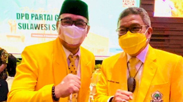 Ketua DPD II Golkar Kabupaten Bulukumba Irwan Arifuddin, bersama Ketua DPD I Golkar Sulsel Taufan Pawe.