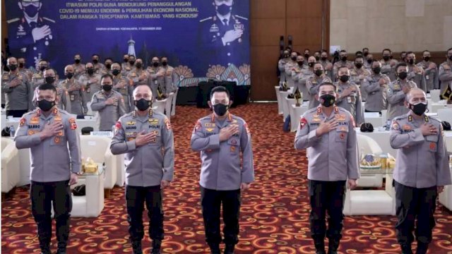 Rapat Koordinasi Analisa dan Evaluasi (Anev) Inspektorat Pengawasan Umum (Itwasum) Polri, di Yogyakarta, Jumat (17/12/2021).