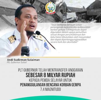 Gerak Cepat, Plt Gubernur Sulsel Cairkan Rp 8 Miliar untuk Pemulihan Bencana Gempa Selayar