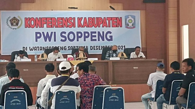 Konfercab PWI Kabupaten Soppeng, Sabtu (18/12/2021).