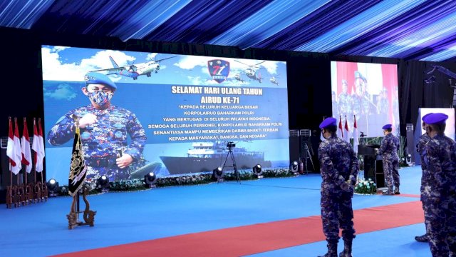 Peringatan Hari Ulang Tahun (HUT) ke-71 Korpolairud Baharkam Polri di Mako Ditpoludara, Pondok Cabe, Rabu (01/12/2021).