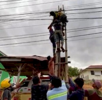 Pasang Lampu Jalan Proyek Disperkimtan Luwu Timur, Petugas PJU Tersengat Listrik