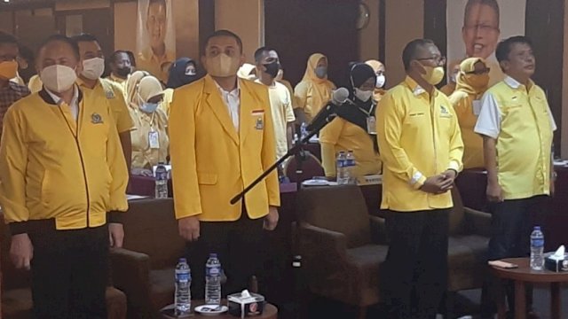 Suasana pelaksanaan Muscam bersama ke-X Partai Golkar Kota Makassar di Hotel Grand Celino, Makassar, Rabu (22/12/2021).