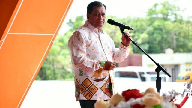 Ketua Umum Dekopin, Nurdin Halid saat menghadiri peringatan Harkopnas ke-74 tahun di Kabupaten Sinjai, Sabtu (11/12/2021).