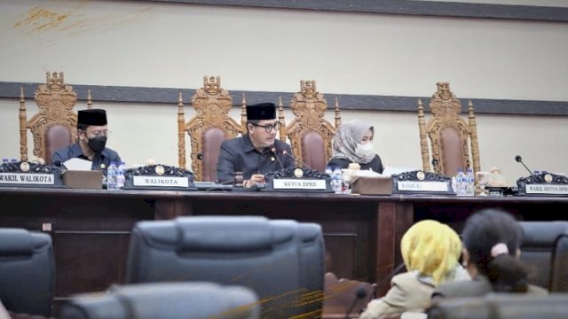 Suasana rapat paripurna DPRD Makassar yang digelar pada Rabu (1/12/2021).