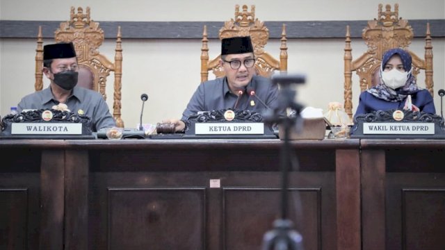 Suasana rapat paripurna DPRD Makassar yang digelar pada Rabu (8/12/2021).