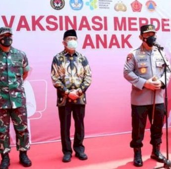 Hadiri Launching Vaksinasi Merdeka, Kapolri Harapkan Percepatan Vaksinasi Anak