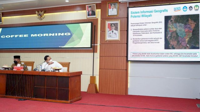 Wakil Bupati Gowa, Abd Rauf Malaganni saat menghadiri Diseminasi Hasil Penelitian Terapan MBKM Tahun 1 di Baruga Karaeng Galesong, Kantor Bupati Gowa, Senin (24/1/2022) kemarin.