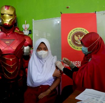 BIN Hadirkan Avengers dan Transformers Meriahkan Vaksinasi Anak Kabupaten Gowa