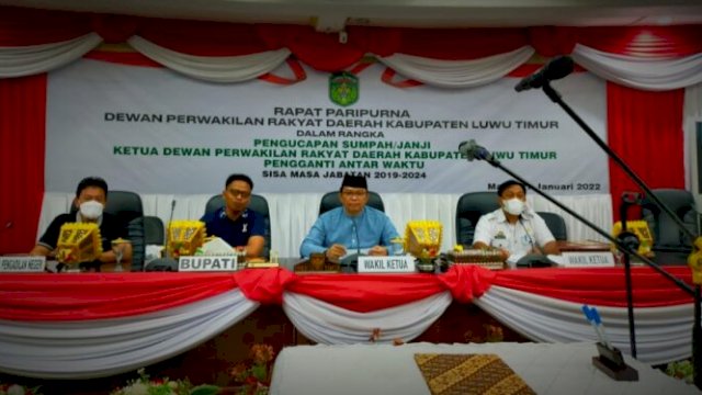 Gladi pelantikan Ketua DPRD Luwu Timur, Rabu (25/1/2022).