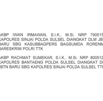 Mutasi Polri, Kapolres Sinjai Berganti