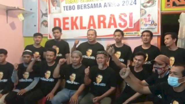 Mileanies24 Kabupaten Tebo Provinsi Jambi, menggelar Deklarasi dukungan kepada Anies Baswedan sebagai Calon Presiden indonesia Tahun 2024, Sabtu (16/01/2022).
