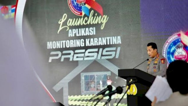 Kapolri Jenderal Pol Listyo Sigit Prabowo, memberikan sambutan saat Launching Aplikasi Monitoring Karantina Presisi bagi pelaku perjalanan Luar Negeri, di Bandara Soekarno Hatta, Kamis (06/01/2022).