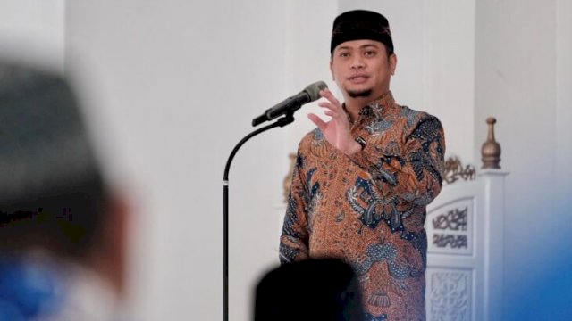 Bupati Gowa Adnan Purichta Ichsan sela-sela Pencerahan Qalbu Jumat Ibadah (PQJI) di Masjid Agung Syekh Yusuf, Jum'at (4/2/2022). (Istimewa)