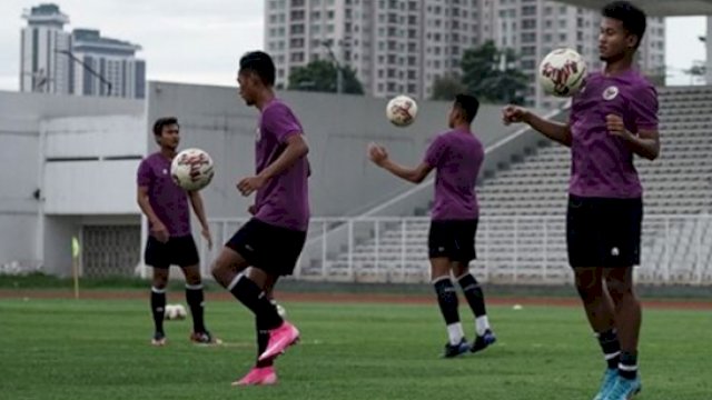 Timnas Usia-23 Tahun (U-23) saat menggelar latihan beberapa waktu lalu. (Istimewa)