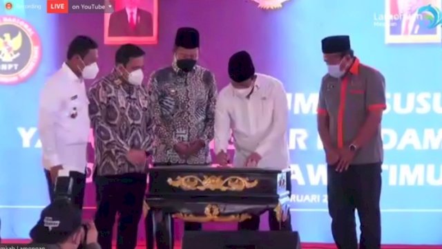 Tangkapan layar live zoom saat peresmian Rusun YLP di Lamongan, Jawa Timur, Senin(14/2/2022). Foto: Istimewa