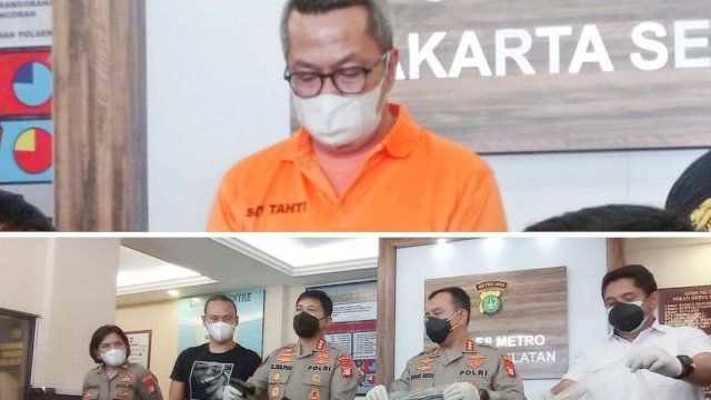 Maplres Jakarta Selatan Menggelar Press Confrence Penanganan Tersangka RPB (Foto Atas), Selasa (15/2/2022) - Wahyu Widodo