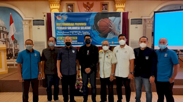 Musyawarah Olahraga Provinsi (Musorprov) Persatuan Basket Seluruh Indonesia (Perbasi) Sulsel di Hotel Grand Town Makassar, Sebtu (19/02/2022). (Istimewa)
