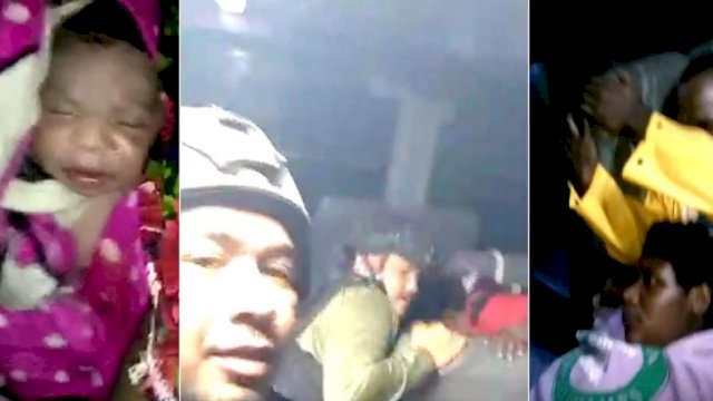 Tangkapan layar video yang memperlihatkan situasi saat Satgas Preventif Sektor Mimika Ops Damai Cartenz 2022 turun langsung membantu evakuasi ibu hamil. (Foto: Istimewa)