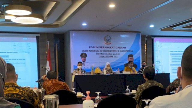 Forum Organisasi Perangkat Daerah (OPD) yang menghadirkan seluruh Dinas Kominfo kabupaten dan kota se Sulsel, Jumat (25/2/2022) di Hotel Mercure Makassar.
