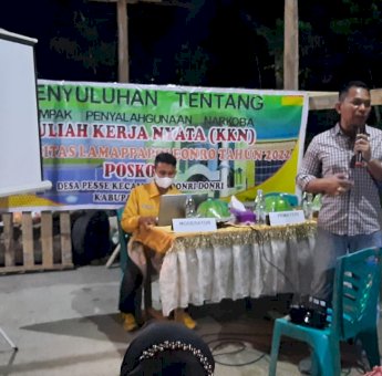 Mahasiswa KKN Universitas Lamappapoleonro dan Polres Soppeng Sosialisasi Bahaya Narkoba ke Warga Kampung Ukke’e