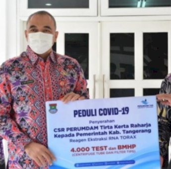 Bupati Tangerang Terima 4000 Reagen PCR dari Perumdam Tirta Kerta Raharja