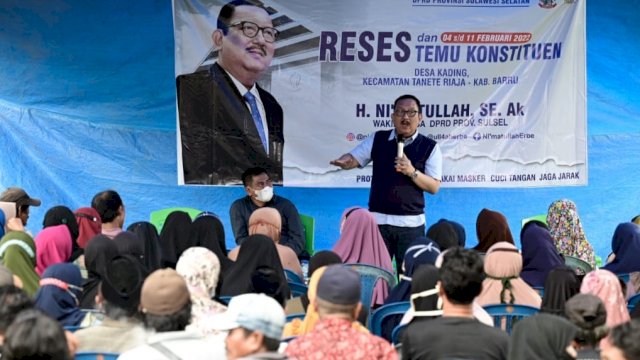 Wakil Ketua DPRD Sulsel, Ni'matullah Erbe saat menggelar reses di Kabupaten Barru, Jumat (11/2/2022). (Foto: Istimewa)
