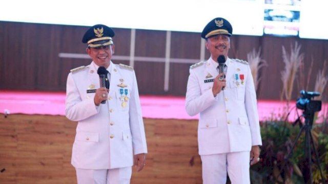 Bupati Wajo, Amran Mahmud bersama Wakilnya, Amran. (Istimewa)