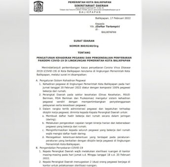 Antisipasi Lonjakan Covid-19, Pemkot Balikpapan Kembali Terapkan Kerja Dari Rumah