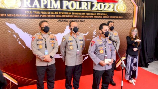 Kapolri Jenderal Polisi Listyo Sigit Prabowo, saat menutup Rapat Pimpinan (Rapim) Polri Tahun 2022 di Gedung Auditorium STIK-PTIK, Jakarta, Rabu (02/03/2022). (Istimewa)