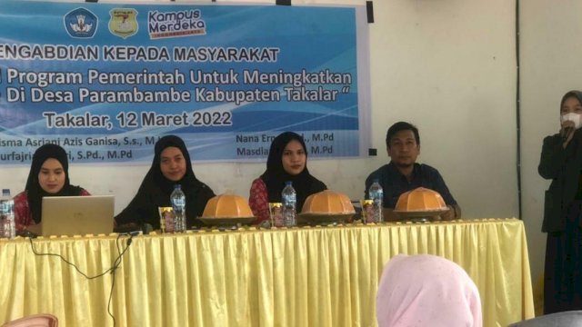 Suasana kegiatan pengabdian masyarakat yang digelar Universitas Sawerigading Makassar Desa Parambambe, Kecamatan Galesong, Kabupaten Takalar, Sabtu (12/03/2022). (Istimewa)