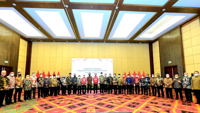 Pertemuan Presiden Joko Widodo bersama 34 Gubernur, di Kabupaten Penajam Paser Utara (PPU), Kalimantan Timur, Senin (14/03/2022). (Istimewa)