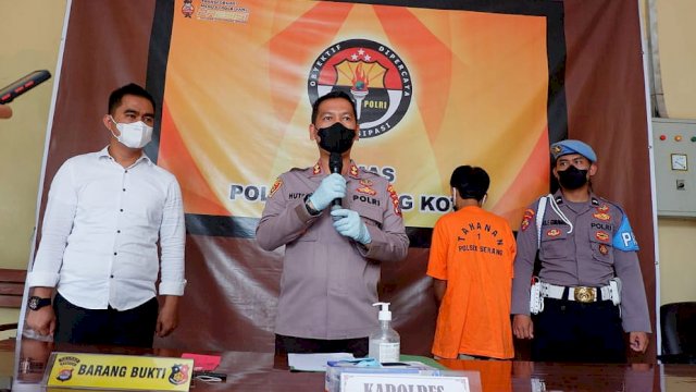 Kapolresta Serang Kota AKBP Maruli Ahiles Hutapea saat press Confrence, Senin (21/3/2022) (istimewa)