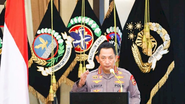 Kapolri Jenderal Listyo Sigit Prabowo dalam arahan Rakernis Gabungan Satker, Selasa (22/3/2022).