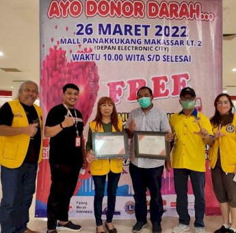 Digelar di Mall Panakkukang, Donor Darah PMI Makassar Bersama Lions Clubs International Berhasil Kumpulkan 323 Kantong Darah