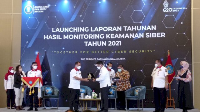 Launching Laporan Tahunan Monitoring Keamanan Siber Tahun 2021 oleh Badan Siber dan Sandi Negara (BSSN) di Ballroom The Tribrata Dharmawangsa, Jakarta Selatan, Rabu (30/03/2022). (Istimewa)