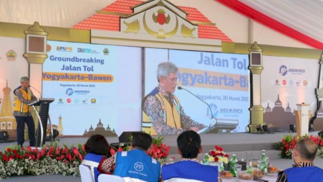 Dirjen Bina Marga Kementrian PUPR Hedy Rahadian, saat Ground Breaking Pembangunan Jalan Tol Yogyakarta, Rabu (30/3/2022). (Istimewa)