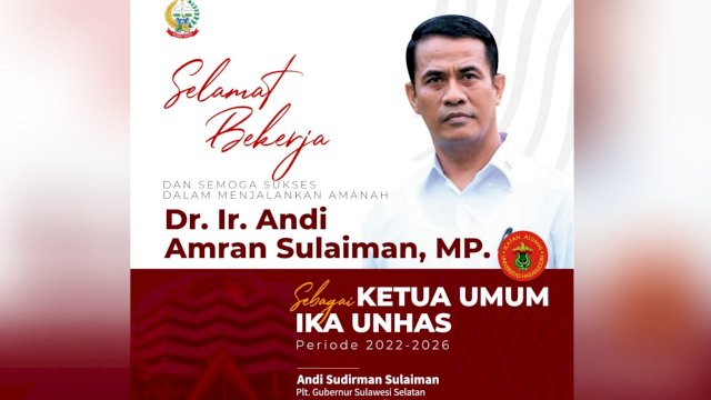 Plt Gubernur Sulsel Ucapkan Selamat Terpilihnya Amran Sulaiman Sebagai Penerus JK Ketum IKA Unhas