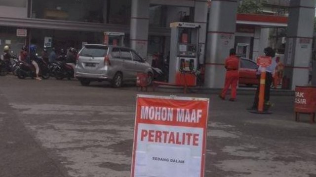 Salah Satu SPBU dengan Stok Pertalite Kosong. (Istimewa)