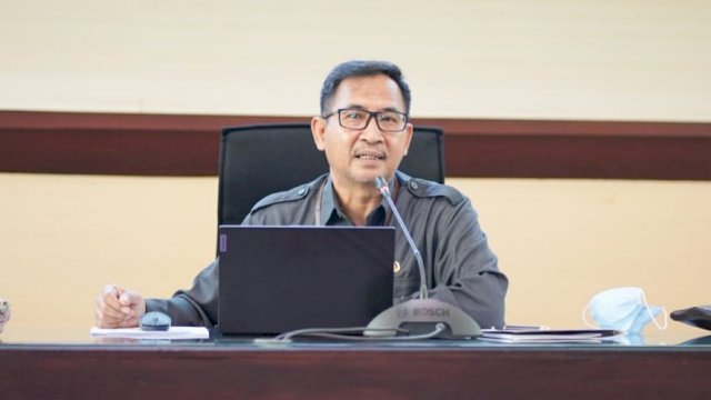 Kepala BPS Sulsel Suntono, saat mengikuti Rapat Koordinasi dengan Pemprov Sulsel di Ruang Rapat Pimpinan Kantor Gubernur Sulsel, Senin (04/04/2022). (Istimewa)