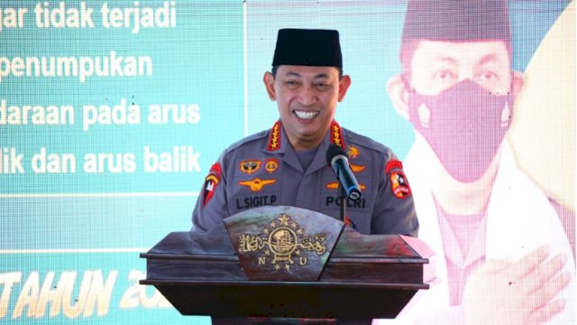 Kapolri Jenderal Polisi Listyo Sigit Prabowo dalam arahannya pada kegiatan Vaksinasi Booster Covid-19 untuk mudik lebaran 2022. (Ist)