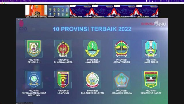 Kementerian PPN/Bappenas mengumumkan 10 Provinsi terbaik di Bidang Ekonomi Hijau dan Rendah Karbon pada Musrenbang Nasional 2022 dalam rangka penyusunan Rencana Kerja Pemerintah (RKP) 2023 secara virtual, Kamis (28/04/2022). (Istimewa)