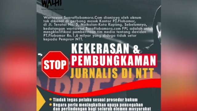 Walhi NTT Kecam Kekerasan Terhadap Jurnalis di Kupang