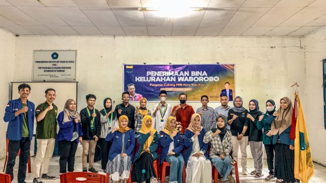 PC PMII Kota Bau Bau melakukan kegiatan penerimaan Bina Kelurahan Waborobo, Minggu (17/04/2022). 