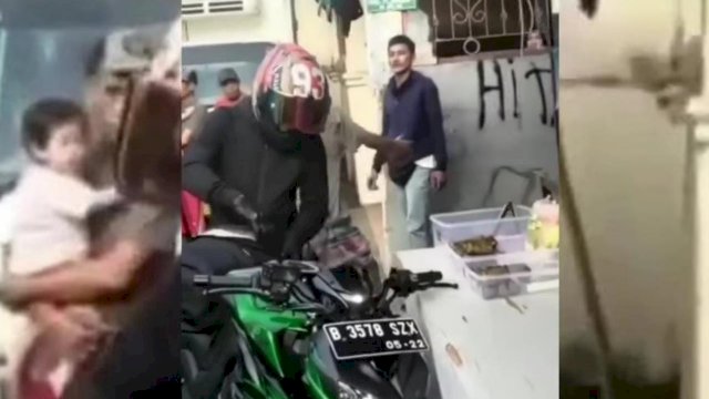 Tangkapan Layar Video Pengendara Motor Gede (Moge) yang mebganiaya warga viral di Sosmed.