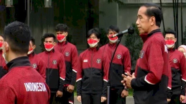 Presiden Joko Widodo Memberi Sambutan saat Pelepasan Kontingen SEA GAMES 31, Atlet Indonesia di Istana Negara, Senin (9/5/2022). (Istimewa)