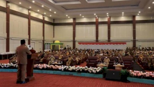 Suasana Halal Bi Halal Pemerintah Provinsi Sulsel di Aula Nuku Lantai 2 Kantor Gubernur Malut, Sofifi, pada Senin(09/05/2022). (Istimewa)
