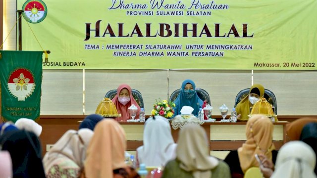 Silaturahmi Dharma Wanita Persatuan yang diselenggarakan di Aula Kantor BPSDM Sulsel, Jumat (20/05/2022). (Istimewa)