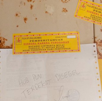 Setelah Dinas Perikanan, Listrik Dinas Ketenagakerjaan dan Transmigrasi Jeneponto Juga Disegel PLN
